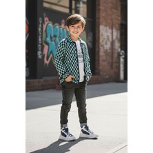 Miniğimin Cicileri Damalı Triko Hırkalı Erkek Çocuk 3 lü takım - Yeşil