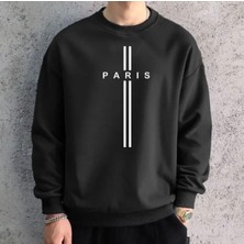 Amor Man Büyük Beden Özel Tasarım Paris Dikey Çift Şerit Baskılı Yeni Trend Oversize Erkek Sweatshırt