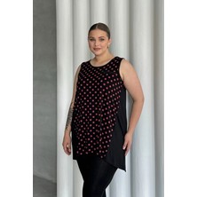 Büyük Beden Önü Puantiyeli Kolsuz Bluz 302253