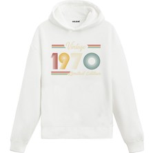 Vintage Hoodie 1970 Doğum Tarihi Baskılı Doğum Günü Hediyesi Kapşonlu Unisex Hoodie