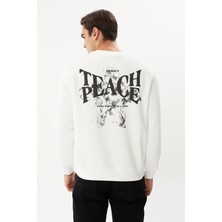 Esw 2757-D Black Sırt Baskılı Bisiklet Yaka Şardonlu Erkek Kalın Sweat Siyah