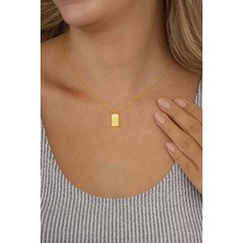 Gümüş Pazarım Altın Külçe Modeli Altın Kaplama Gümüş Kadın Kolye