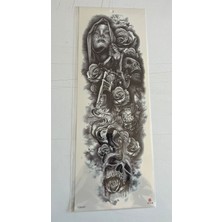 Motorcu Kız 1 Hafta Kalıcı Tam Kol Bacak Yapıştırma Geçici Dövme 46 cm