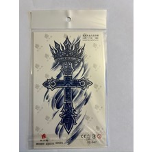 Taçlı Haç 18X11 cm  1 Aylık Yarı Kalıcı Yapıştırma Geçici Dövme