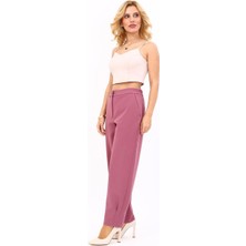 Paçası Pileli Pantolon-Rose