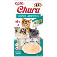 Inaba Ciao Churu Cream Tavuklu ve Yengeçli Sıvı Kedi Ödül Maması 14 gr 4 Adet