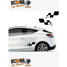 2 Adet Sport Damalı Sağ-Sol Takım Oto Sticker 30X16 cm Siyah