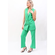  Midi Boy Klasik Yelek & Bol Paça Pantolon-Yeşil