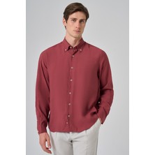  Erkek Bordo Dynamic Fit Düğmeli Yaka Modal Gömlek