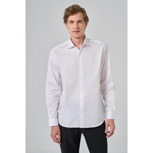  Erkek Beyaz Pamuk Trend Dynamic Fit Italyan Yaka Gömlek