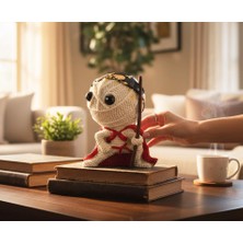 Örgü Tasarımlı Polyester Ninja Voodoo Biblo Savaşçı Figür Dekoratif Obje Genç Odası Hediyelik 18 cm
