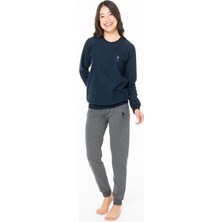 U.s. Polo Assn. 20125 Kadın Lacıvert Yuvarlak Yaka Uzun Kollu Pijama Takımı