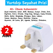 Hac Umre 40+Ülkede Kullanılan Yurtdışı Seyahat Prizi Adaptör, Topraklı, G Tipi (2 Adet)