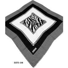 5571 Siyah Beyaz Flamlı Pamuk Eşarp