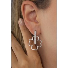 Gümüş Pazarım 4 Yapraklı Yonca Motifli 925 Ayar Gümüş J Kadın Küpe