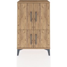 Arges Komodin 2 Raflı 4 Kapaklı 60X30X96 Çam-Çam