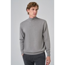  Erkek Gri Basic Yarım Balıkçı Yaka Dynamic Fit Rahat Kesim Triko