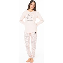 U.s. Polo Assn. 20163 Kadın Somon Yuvarlak Yaka Uzun Kollu Pijama Takımı