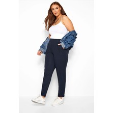 Büyük Beden Cepli Beli Lastikli Likralı Dar Paça Streç Pantolon 103368