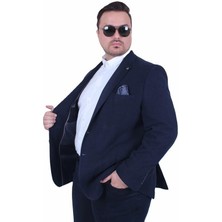 Starbattal Erkek Büyük Beden 4 Drop Blazer Şönili Ceket 500602 Lacıvert