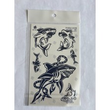 Köpek Balığı 18X11 cm Yarı Kalıcı Geçici Dövme