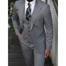 İlayda Emir Tasarım Italyan Kesim Slim Fit Blazer Erkek Takım Elbise Gri Renkli Modern Stil