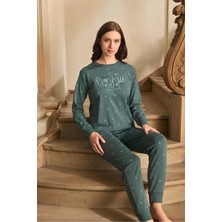 Aydoğan Kadın Lavin Ribana Manşetli Viridian Koton Pijama Takım 0593