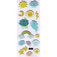Sticker Kabartmalı Sticker Defter Planlayıcı Etiket (CB526) 16X7 Cm- Yağmur Güneş Yıldırım
