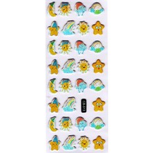Sticker Kabartmalı Sticker Defter Planlayıcı Etiket (CB513) 16X7 Cm- Ay Güneş Gökkuşağı