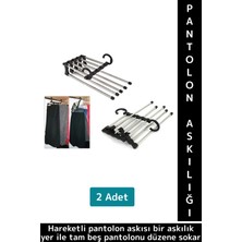 Kompakt Yer Tasarrufu Kemer Pantolon Eşarp Gardırop Dolap 5 In 1 Hareketli Pantolon Askılığı 2 Adet