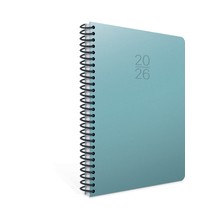 2026 407-SEK Plastik Spiralli - Sert Kapak 17X24 Günlük Beyaz Ajanda Yeşil