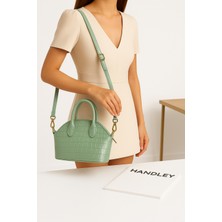 Kadın Parlak Mini Kroko Desen Çapraz Askılı El ve Omuz Çantası