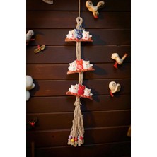 Feng Shui Hasır Işlemeli ve Nazar Boncuklu Üçlü Baykuş Biblo Duvar Süsü Ev Ofis Dekoru Ev Hediyesi