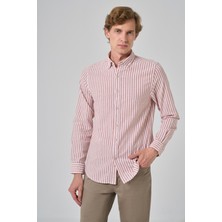  Erkek Turuncu Slim Fit Düğmeli Yaka Gömlek