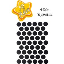 mobilyap Yapışkanlı Vida Gizleme Yapıştırma Vida Tapası Tıpası(50 Adet) - Siyah