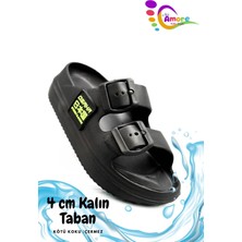 Sermoda Çift Toka Hafif Eva Yazlık Plaj Çocuk Terliği Havuz Terliği Lavabo Terliği Os Siyah