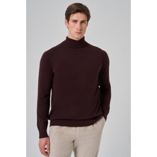  Erkek Mürdüm Trend Core Spun Balıkçı Yaka Dynamic Fit Rahat Kesim Triko