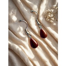 Doğal Taş Damla Model Kadın Kancalı Küpe - Kırmızı & Lacivert Renk Seçenekli, Şık ve Zarif Tasarım