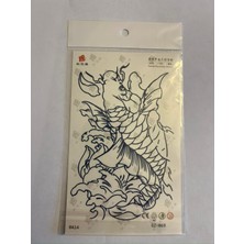 Koi Balığı 18X11 cm Yarı Kalıcı Hayalet Geçici Dövme Yapıştırma Dövme