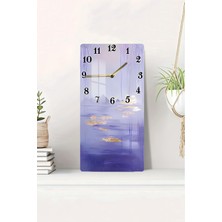 Temperli Cam Tablo Saat – Lavanta Gökyüzü ve Altın Işık Deseni (33×33 Cm) Uv Baskı– CUSD093