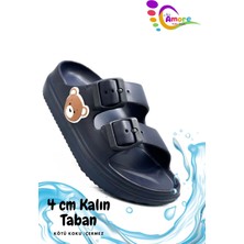 Sermoda Çift Toka Hafif Eva Yazlık Plaj Çocuk Terliği Havuz Terliği Lavabo Terliği A Lacivert