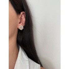 Xuping Pembe Taşlı Zirkon Çiçek Model Gold Küpe