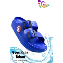 Sermoda Çift Toka Hafif Eva Yazlık Plaj Çocuk Terliği Havuz Terliği Lavabo Terliği K Saks Mavi
