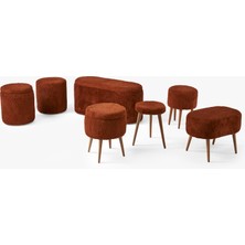 Teddy Bench ve Puff Seti Kiremit Renk