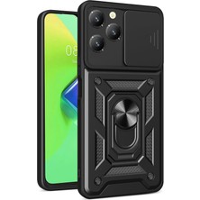 Infinix Hot 40 Pro Uyumlu Magnetik Standlı Kamera Korumalı Sürgülü Kapak