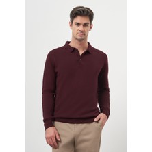  Erkek Bordo Basic Polo Yaka Dynamic Fit Rahat Kesim Triko
