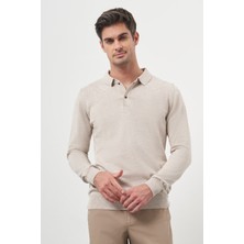  Erkek Bej Basic Polo Yaka Dynamic Fit Rahat Kesim Triko