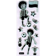Sticker Kabartmalı Sticker Defter Planlayıcı Etiket (CB511) 16X7 Cm- Siyah Beyaz Futbol
