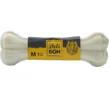 Delibon Deri Pres Vakumlu Kemik Köpek Ödülü Beyaz 15 cm 1 Adet