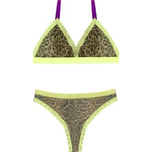 Sarı Leopar Desenli Iç Çamaşırı Takımı